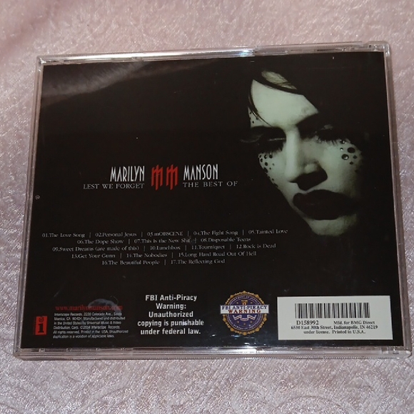 Marilyn Manson Lest We Forget The Best Of CD - Picture 2 of 6